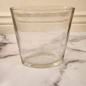 Clear thick heavy glass flower vase oval home decor 6.25 in height